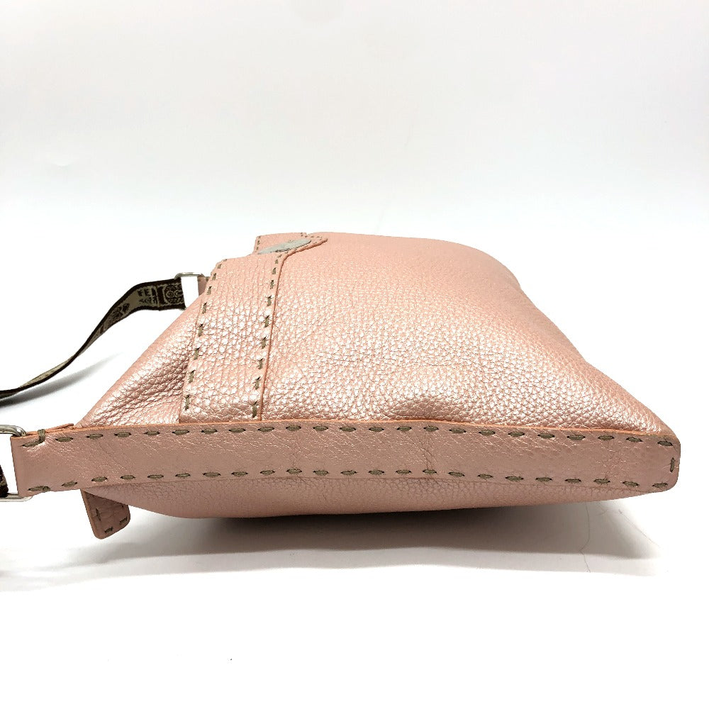 Fendi Shoulder Bag Leather Pink Celeria Women Used Authentic