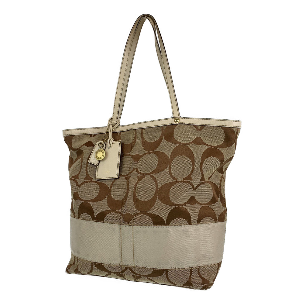 Coach Tote Bag 10125 Leather Brown Signature