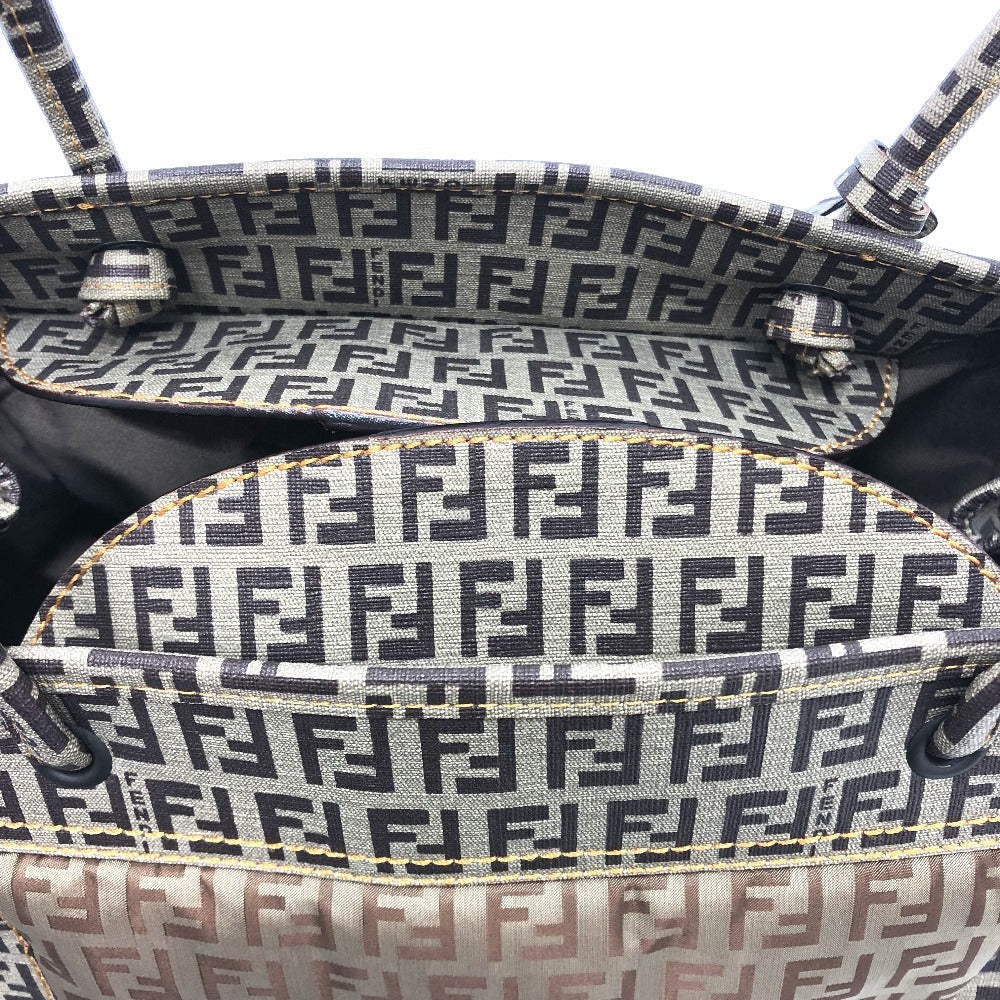 Fendi Handbag 8 Bn174 Pvc / Nylon Beige Zucchino Women Used Authentic