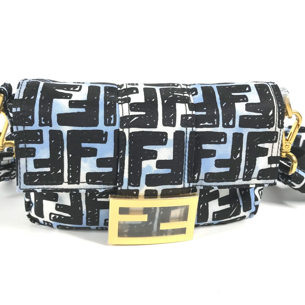 Fendi Shoulder Bag 8 Br784 Nylon Blue Joshua Vides Collaboration Zucca Baguette Mini Mens Used Authentic