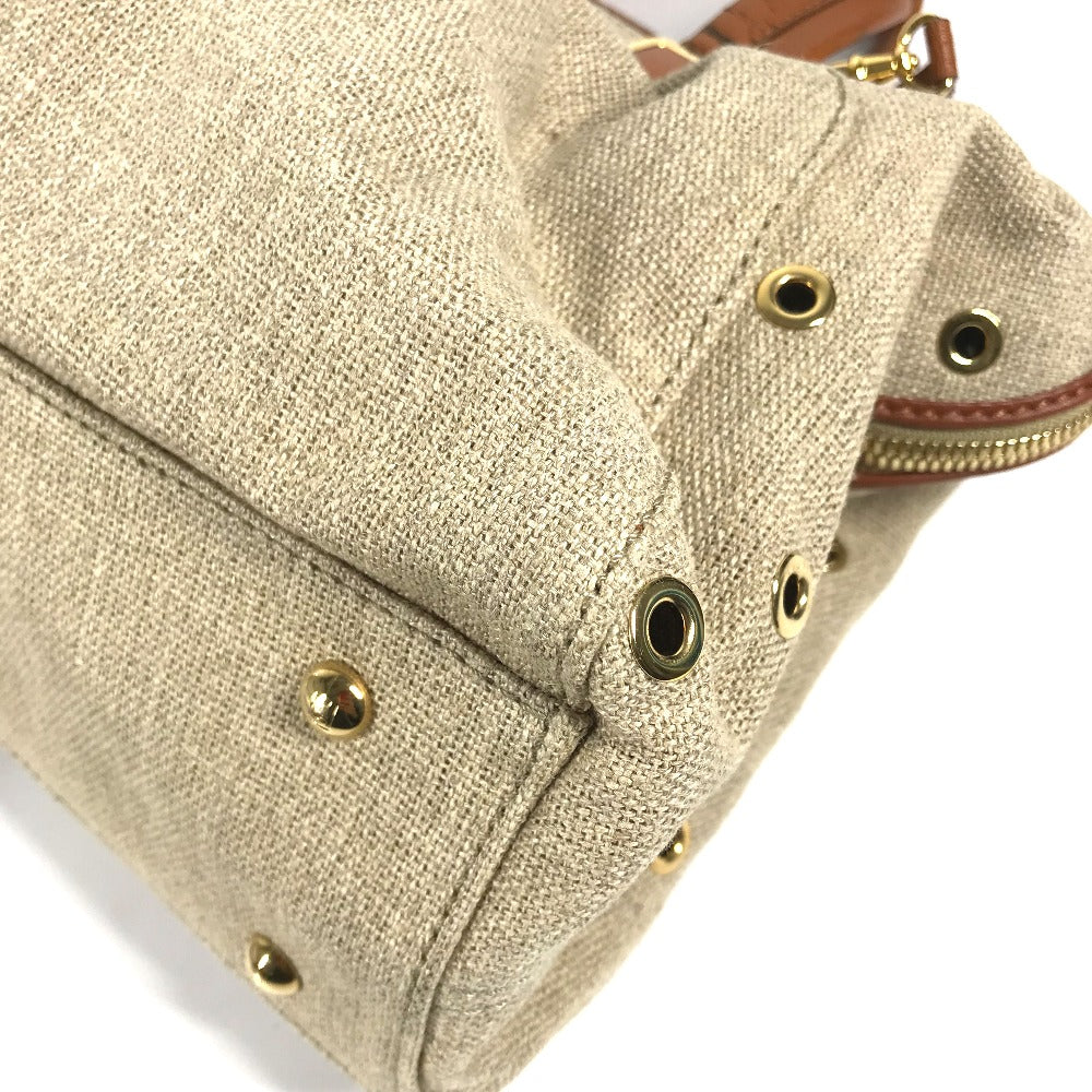 Fendi Handbag 8 Bl114 Leather / Canvas Beige Bag Chameleon Women Used Authentic