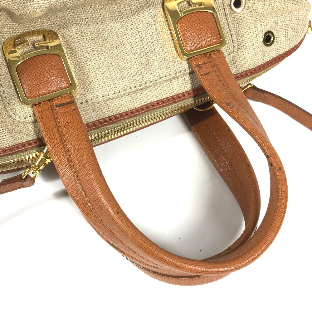 Fendi Handbag 8 Bl114 Leather / Canvas Beige Bag Chameleon Women Used Authentic