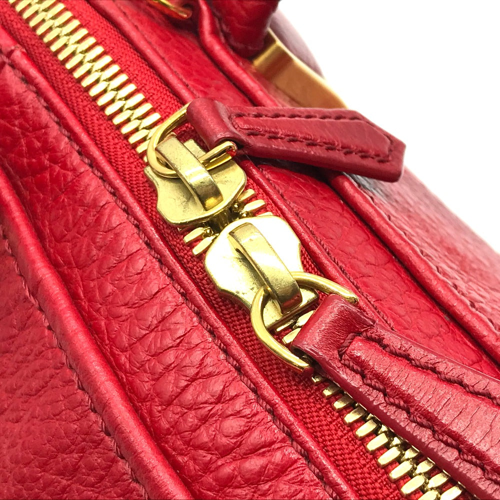 Fendi Handbag 8 Bl114 Leather Red Mini Boston Duffel Bag Chameleon Women Used Authentic