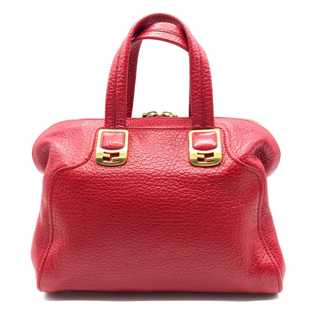 Fendi Handbag 8 Bl114 Leather Red Mini Boston Duffel Bag Chameleon Women Used Authentic