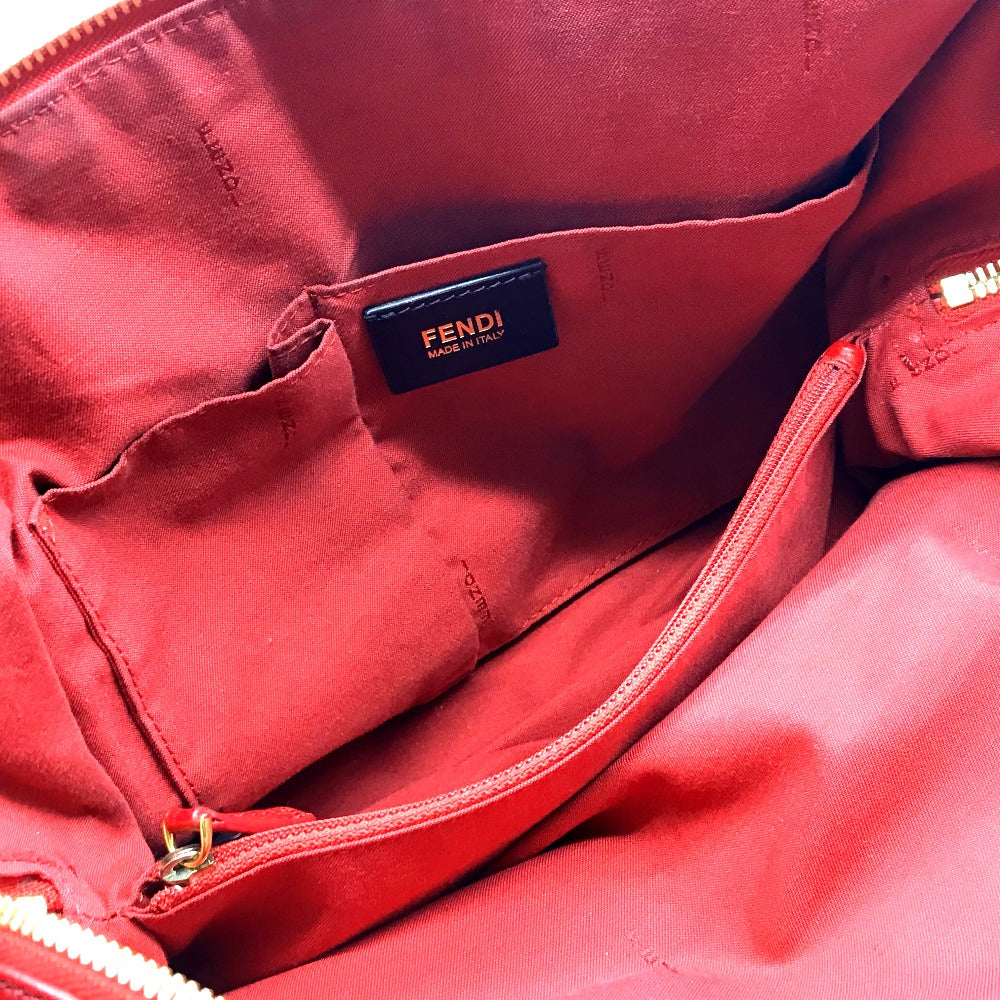 Fendi Handbag 8 Bl114 Leather Red Mini Boston Duffel Bag Chameleon Women Used Authentic