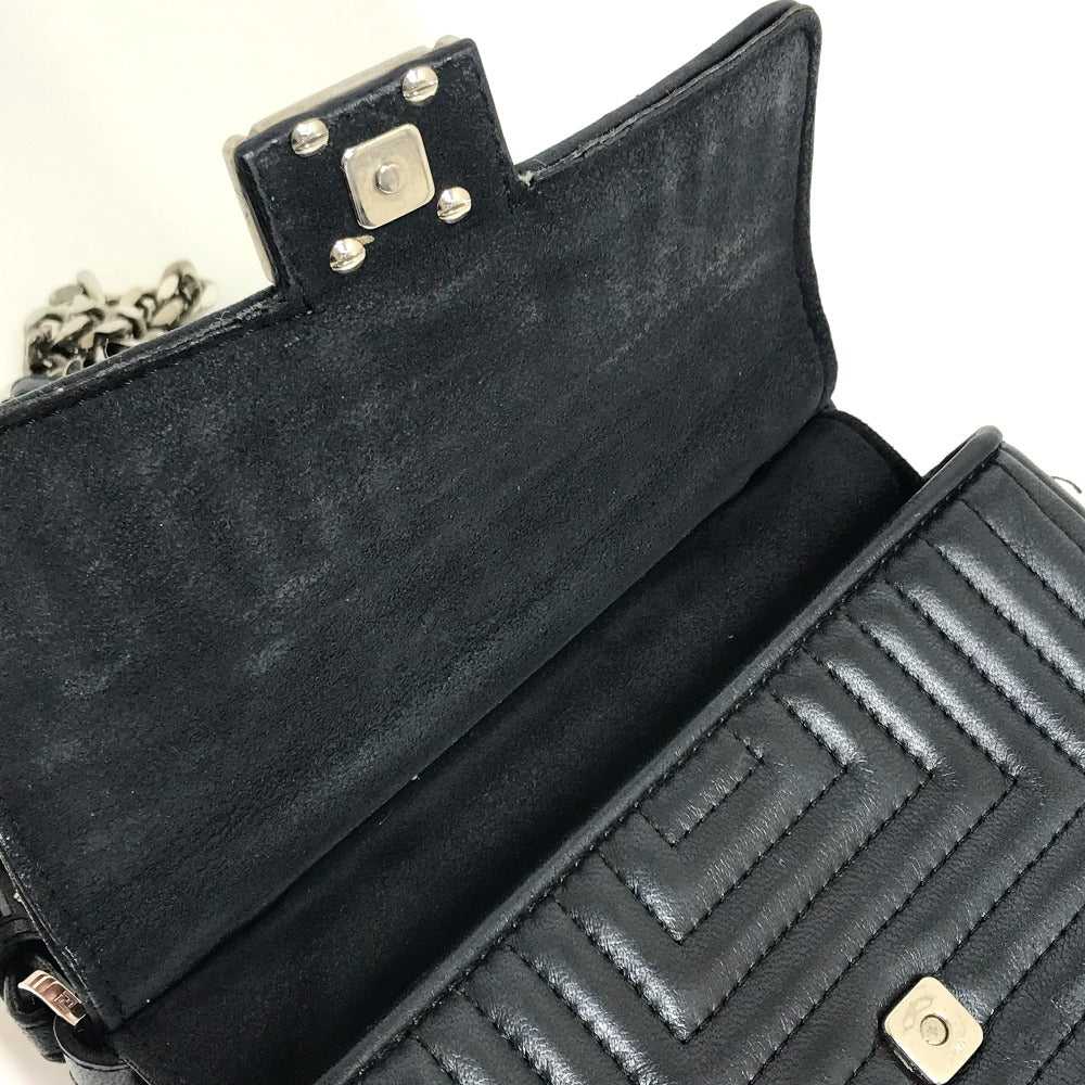 Fendi Shoulder Bag 8 M0371 Leather Black Pochette Crossbody Double Micro Baguette Women Used Authentic