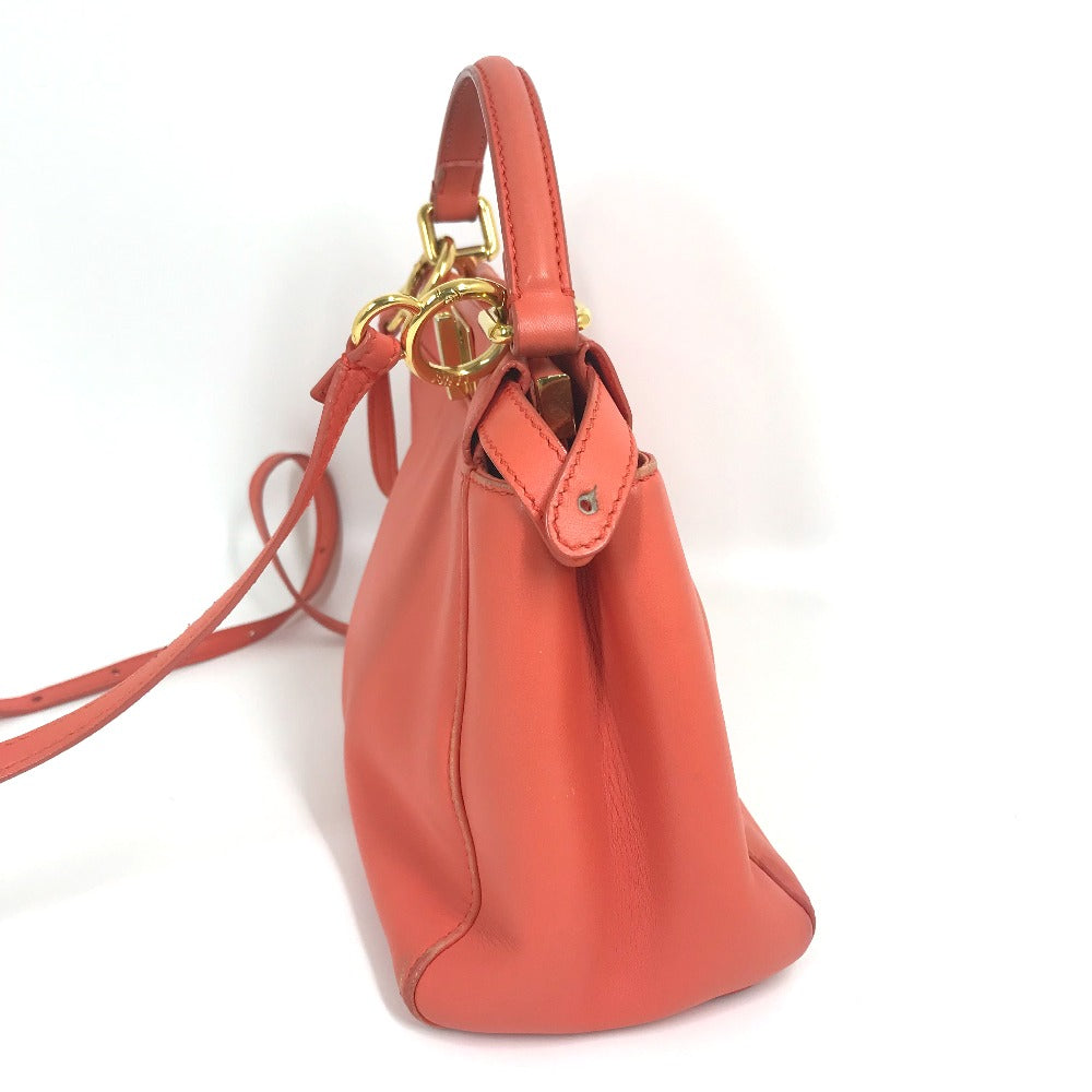 Fendi Handbag 8 Bn244 Leather Salmon Pink Type Shoulder Crossbody Mini Pea Kaboo Women Used Authentic