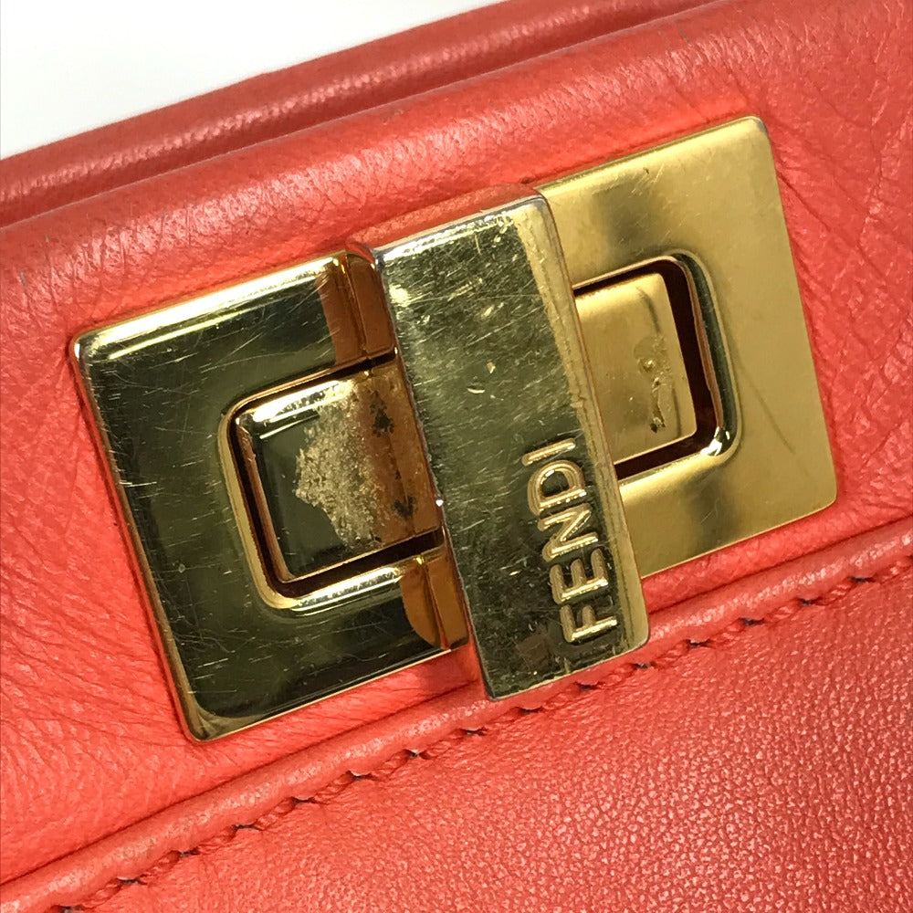 Fendi Handbag 8 Bn244 Leather Salmon Pink Type Shoulder Crossbody Mini Pea Kaboo Women Used Authentic