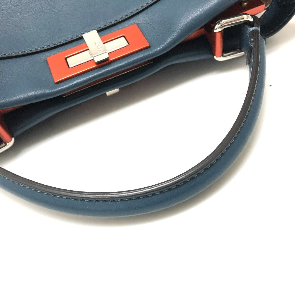 Fendi Handbag 8 Bn290 Leather Blue Peek A Boo Regular Women Used Authentic