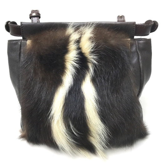 Fendi Shoulder Bag 8 Bt161 Fur Dark Brown Fur Bag Peekaboo Women Used Authentic