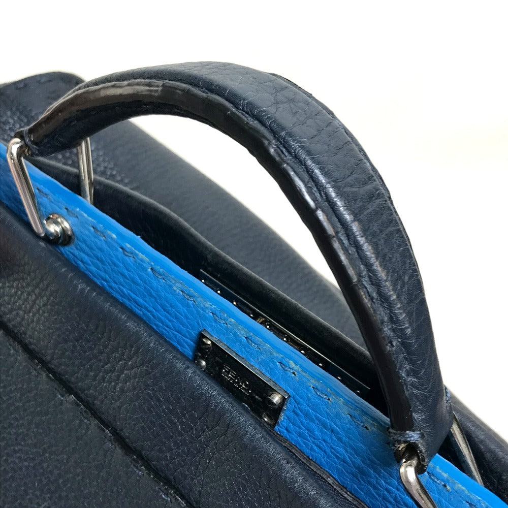 Fendi Business Bag 7 Va388 Leather Navy X Blue Celeria Peekaboo Mens Used Authentic