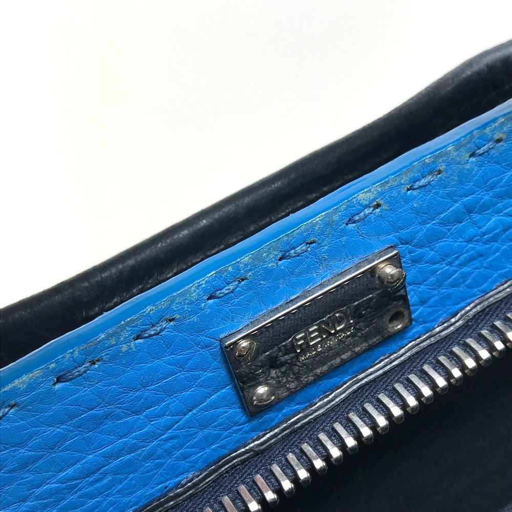 Fendi Business Bag 7 Va388 Leather Navy X Blue Celeria Peekaboo Mens Used Authentic