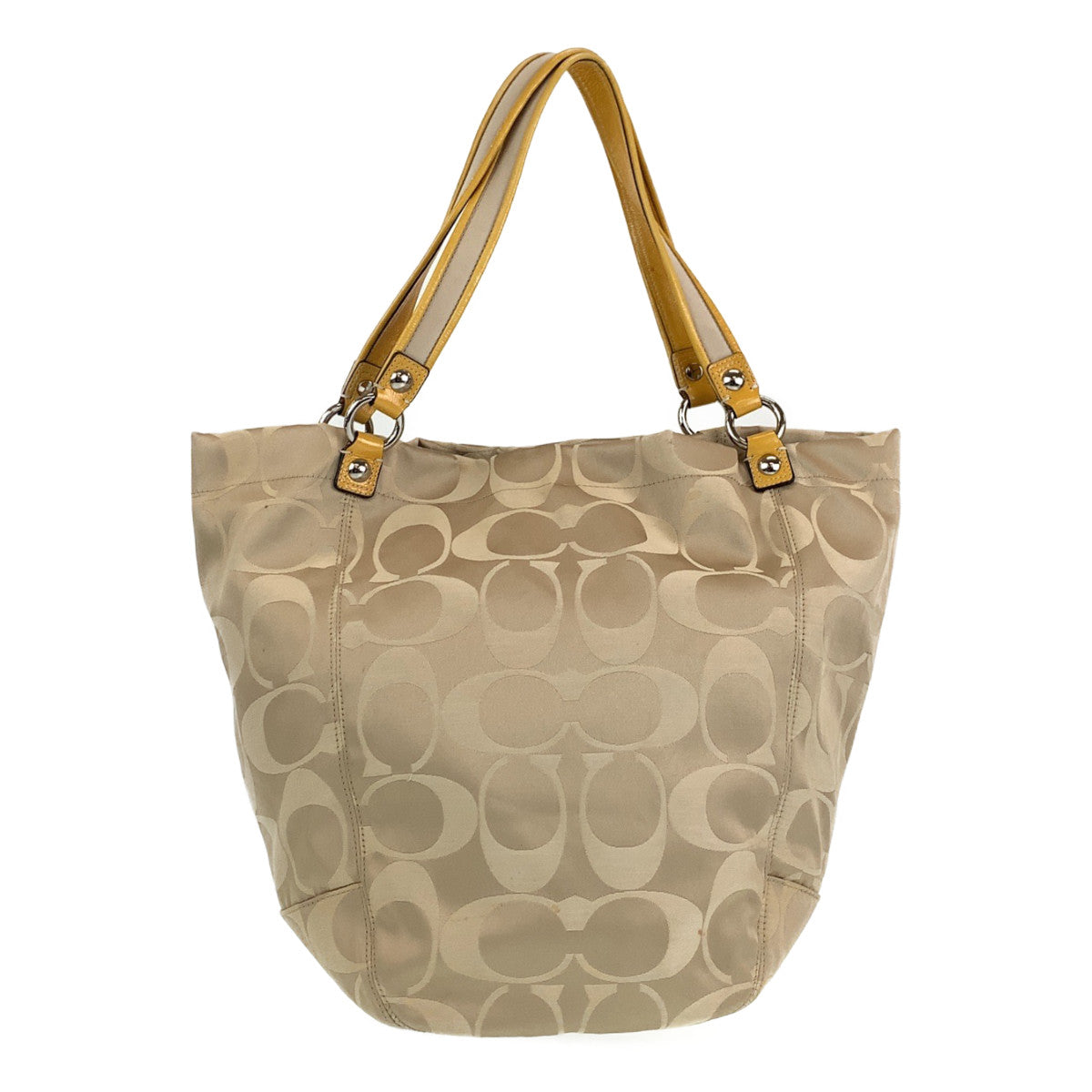 Coach Tote Bag Leather Beige Signature