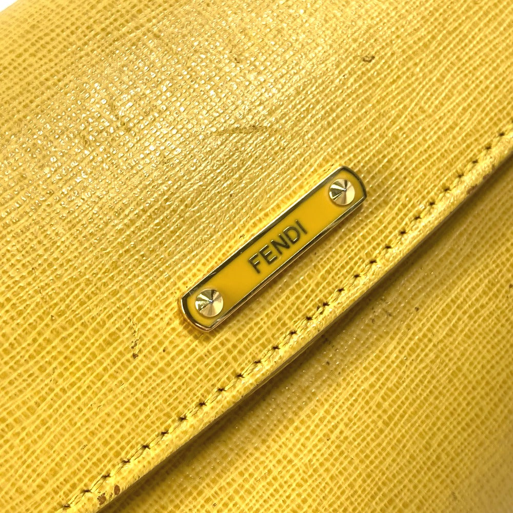 Fendi Shoulder Bag 8 M0327 Leather Yellow 2 Way Clutch Bag Logo Women Used Authentic