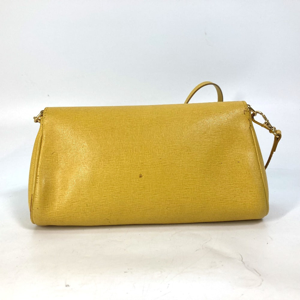 Fendi Shoulder Bag 8 M0327 Leather Yellow 2 Way Clutch Bag Logo Women Used Authentic