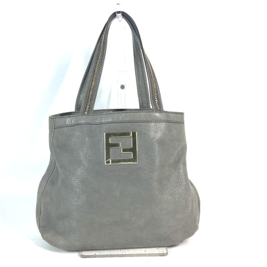 Fendi Shoulder Bag 8 Br650 Leather Gray Bag Shoulder Bag Tote Bag Logo Ff Women Used Authentic