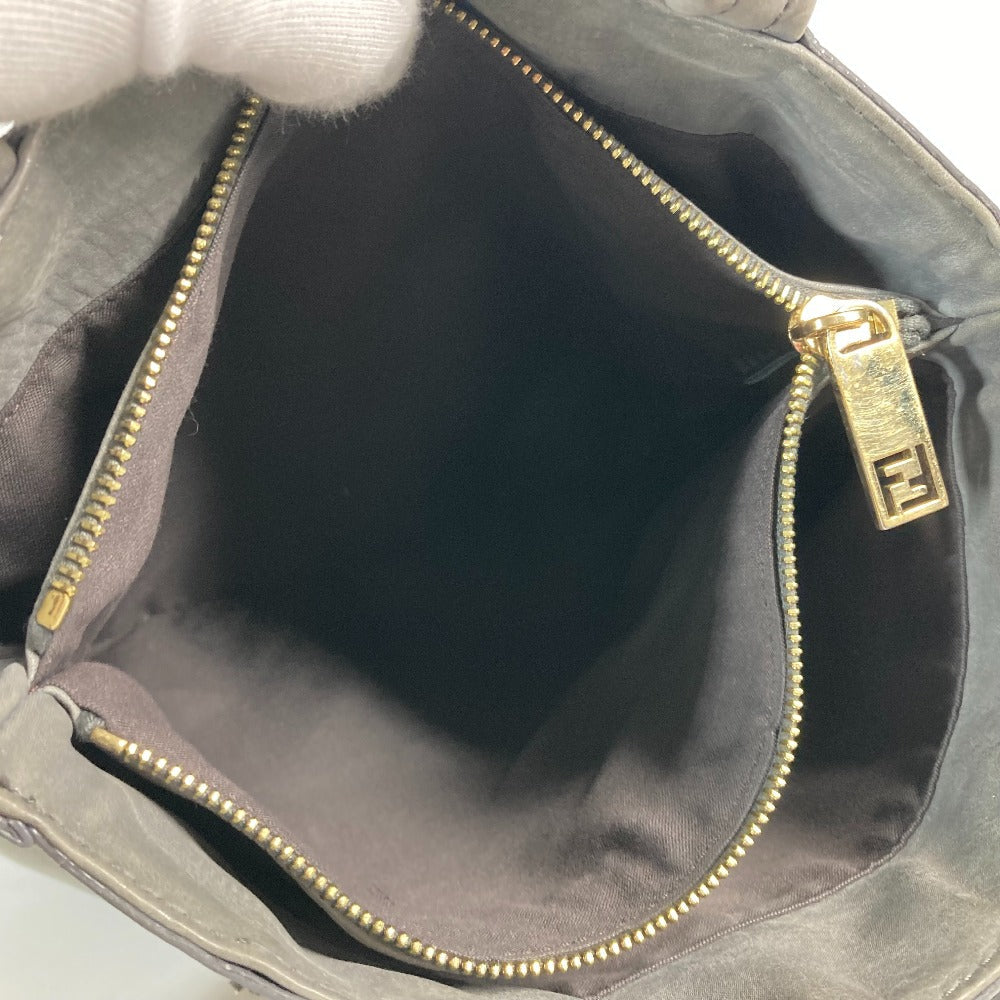 Fendi Shoulder Bag 8 Br650 Leather Gray Bag Shoulder Bag Tote Bag Logo Ff Women Used Authentic