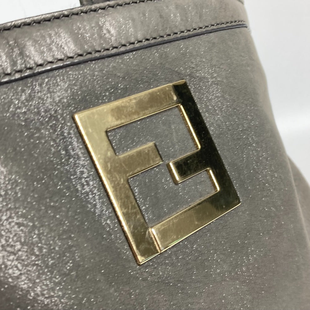 Fendi Shoulder Bag 8 Br650 Leather Gray Bag Shoulder Bag Tote Bag Logo Ff Women Used Authentic