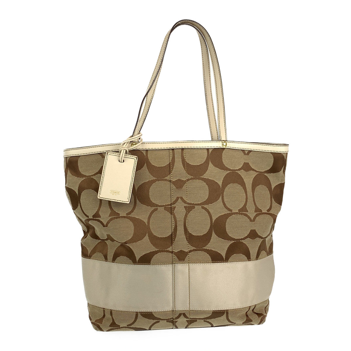 Coach Tote Bag Canvas Beige Signature