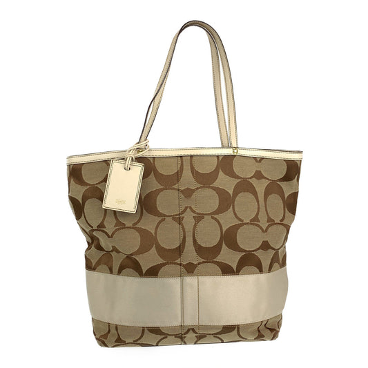 Coach Tote Bag Canvas Beige Signature