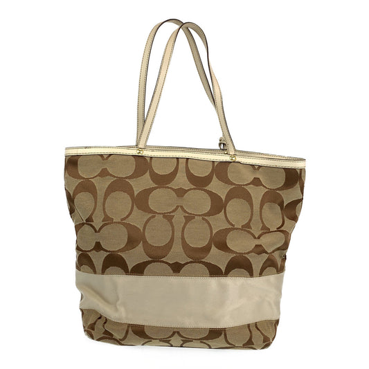 Coach Tote Bag Canvas Beige Signature