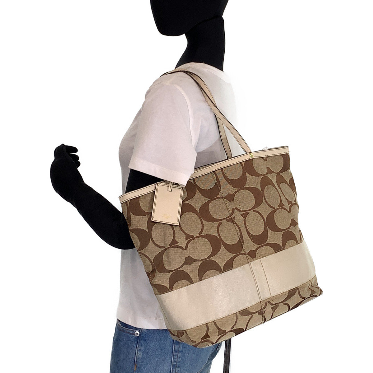 Coach Tote Bag Canvas Beige Signature