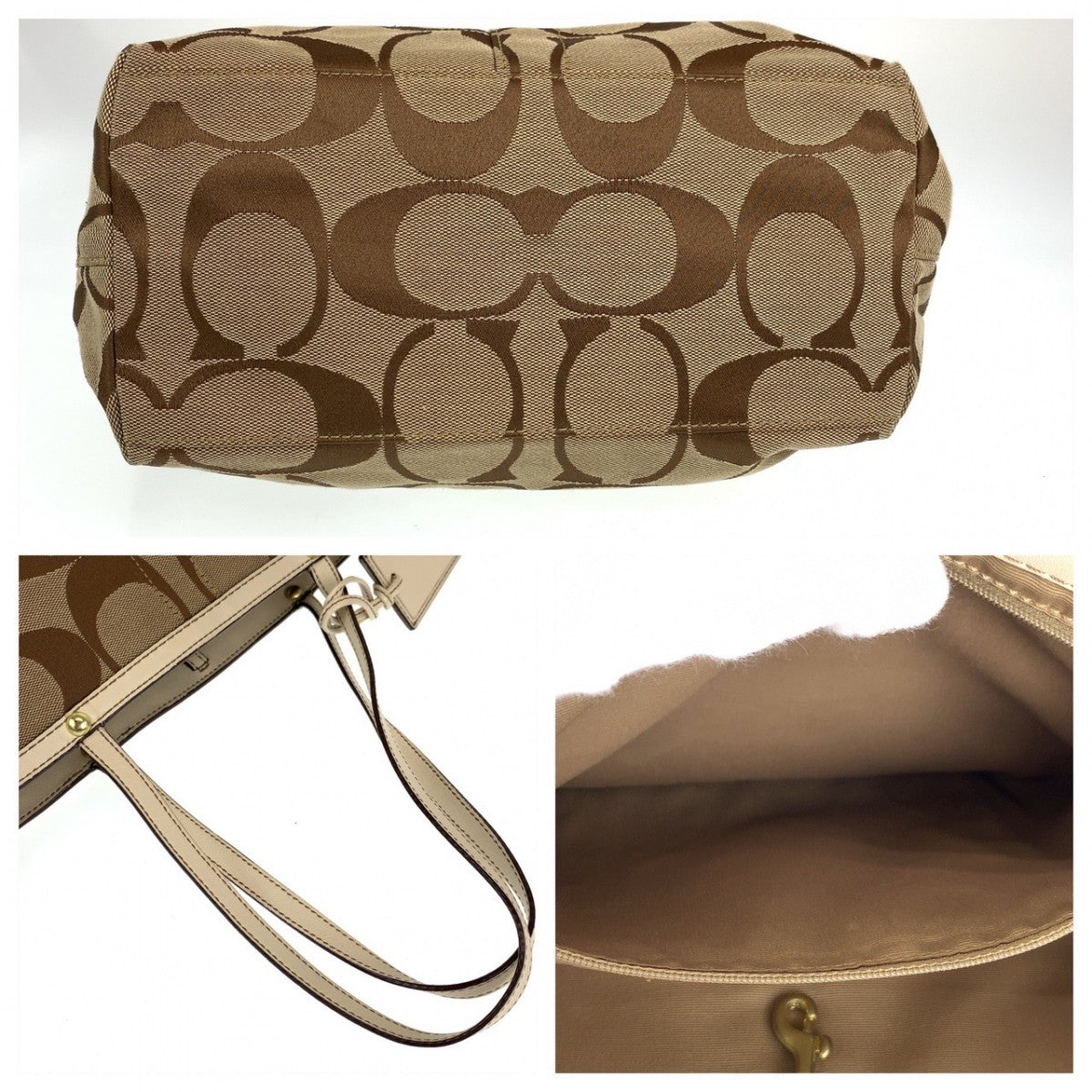 Coach Tote Bag Canvas Beige Signature