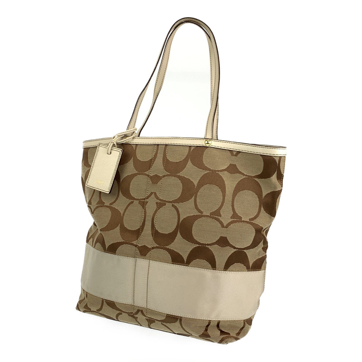 Coach Tote Bag Canvas Beige Signature