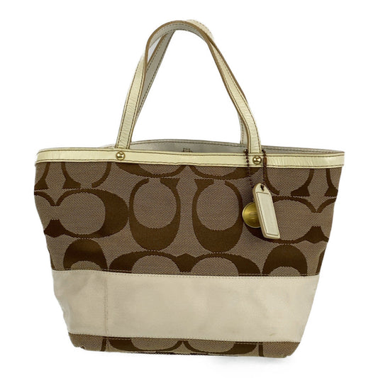 Coach Tote Bag B0767 10123 Leather Beige Signature