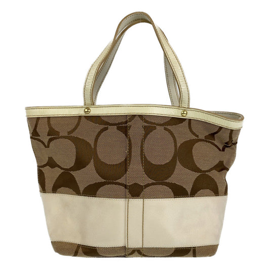 Coach Tote Bag B0767 10123 Leather Beige Signature