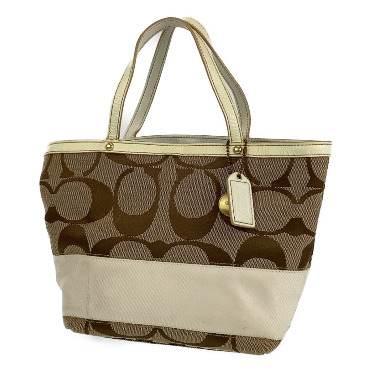 Coach Tote Bag B0767 10123 Leather Beige Signature