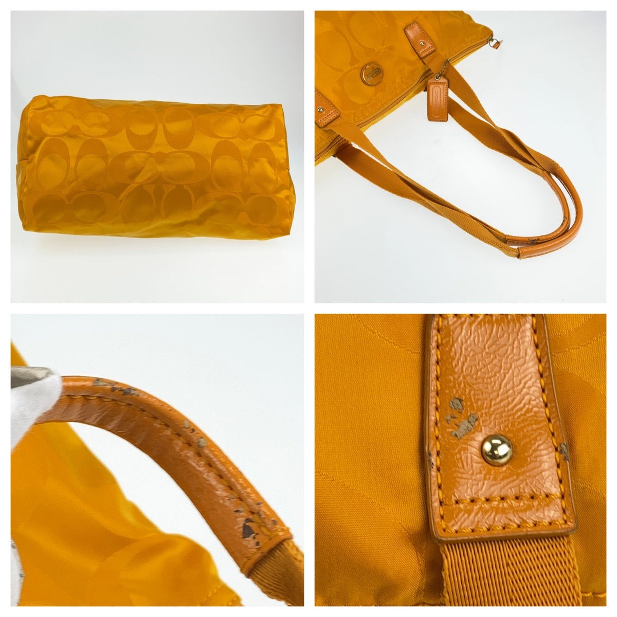 Coach Tote Bag Nylon Yellow Signature