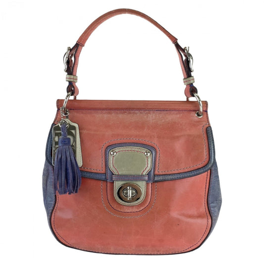 Coach Shoulder Bag Leather Pink Legacy