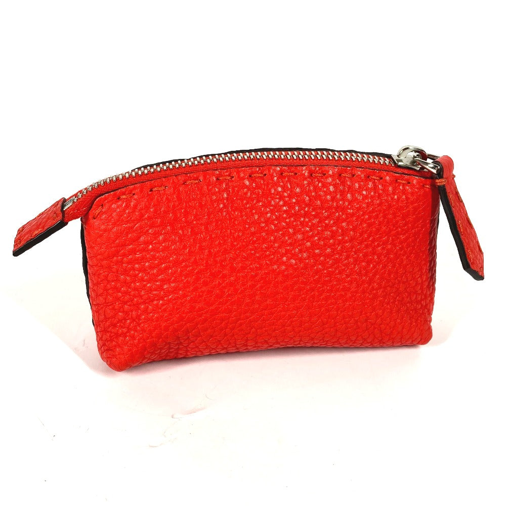 Fendi Pouch 8 N0115 Leather Red Celeria Women Used Authentic