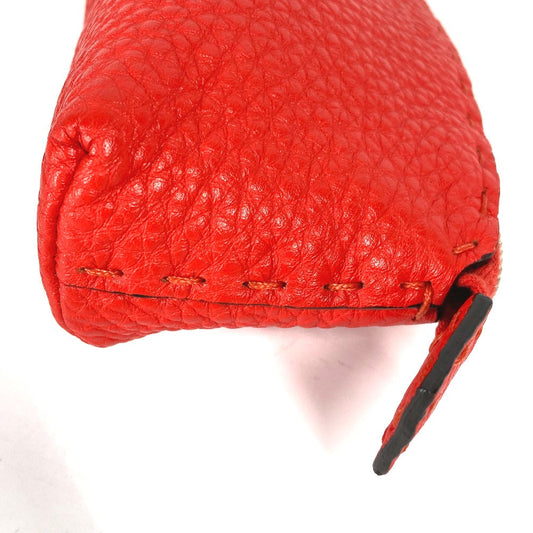 Fendi Pouch 8 N0115 Leather Red Celeria Women Used Authentic