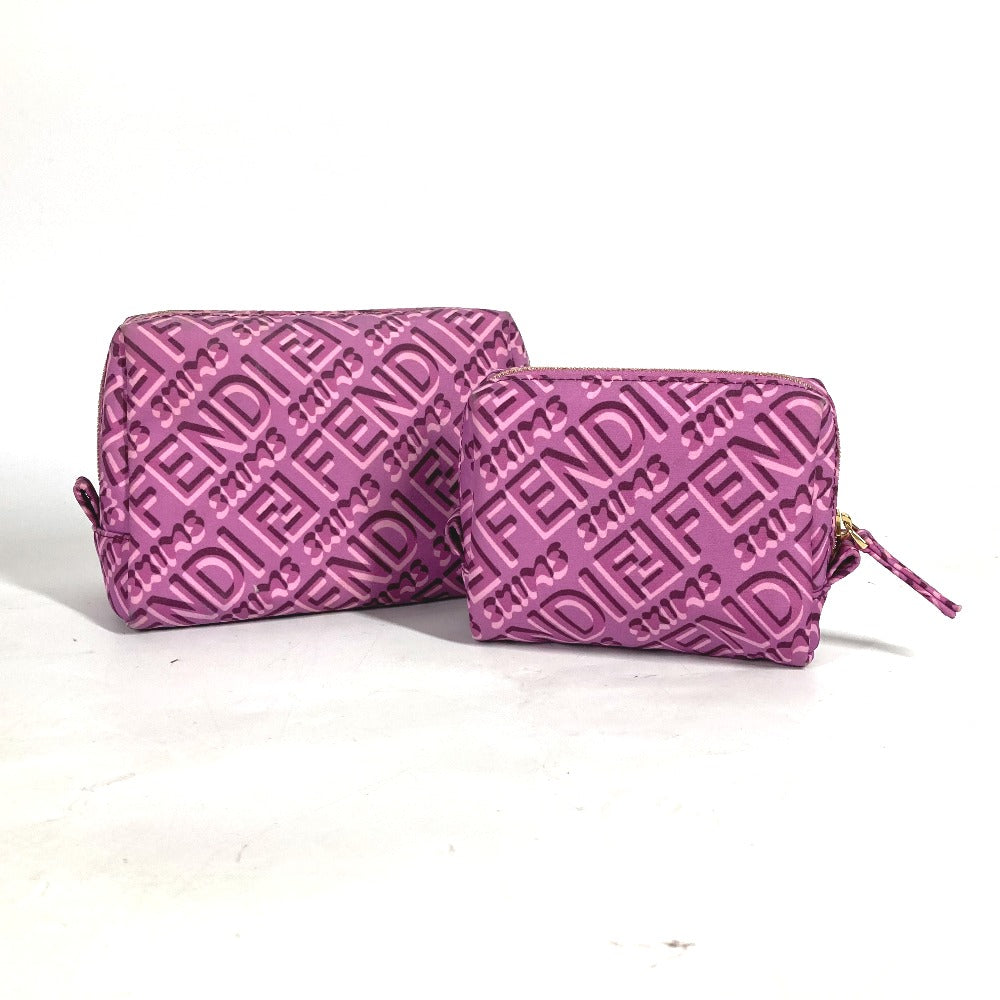 Fendi Pouch 8 N0179 Nylon Purple Skims Collaboration Logo Women Used Authentic