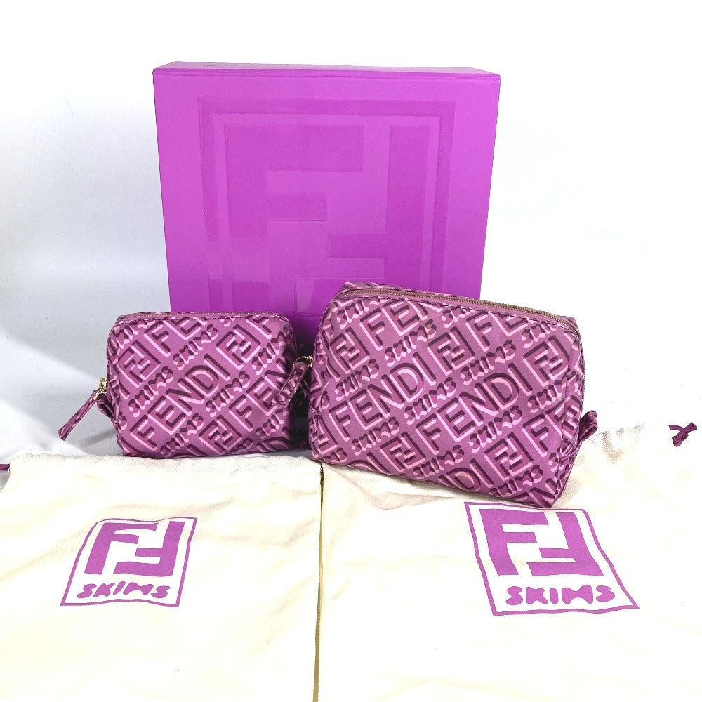 Fendi Pouch 8 N0179 Nylon Purple Skims Collaboration Logo Women Used Authentic