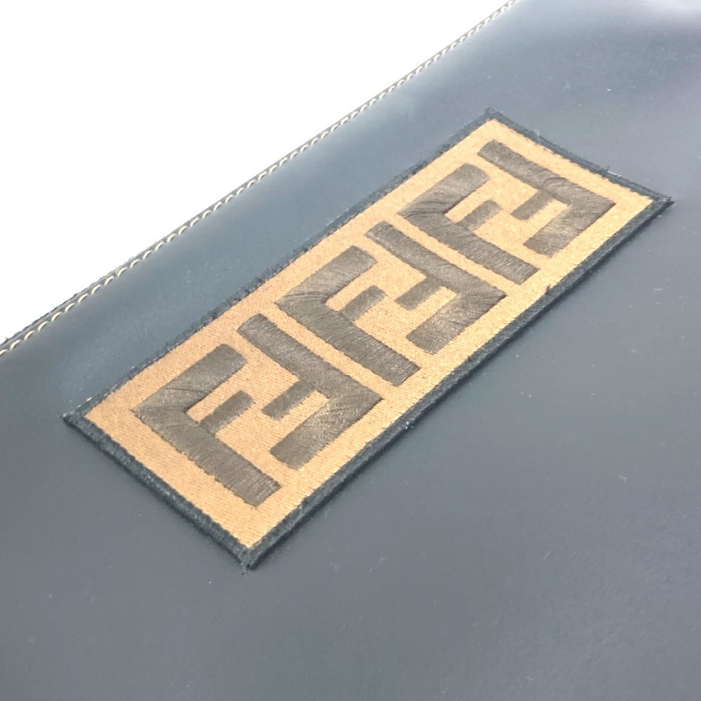 Fendi Clutch Bag 7 N0078 Leather Black Pouch Zucca Logo Mens Used Authentic