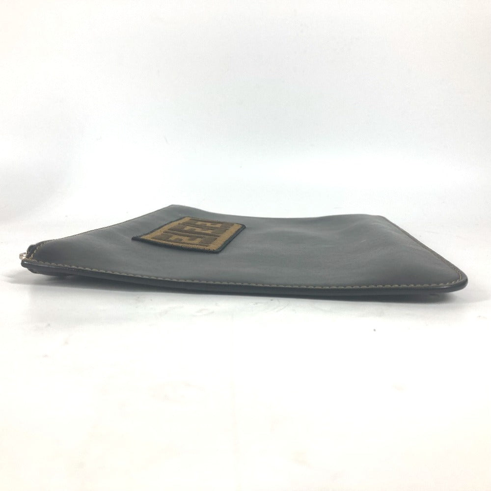 Fendi Clutch Bag 7 N0078 Leather Black Pouch Zucca Logo Mens Used Authentic