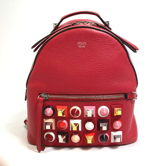 Fendi Backpack 8 Bz038 Leather Red Valentine Limited Color Studs Mini Backpack