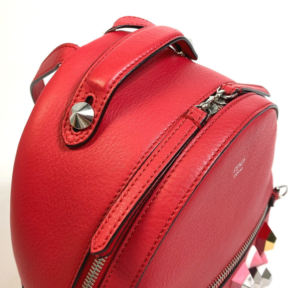 Fendi Backpack 8 Bz038 Leather Red Valentine Limited Color Studs Mini Backpack