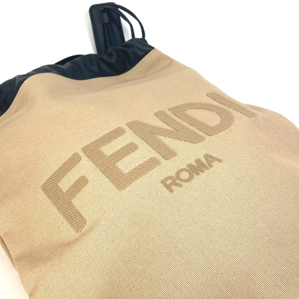 Fendi Backpack 7 Vz057 Canvas / Leather Beige Knapsack Logo Women Used Authentic