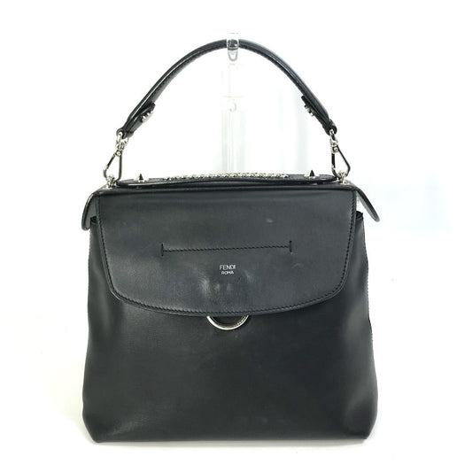 Fendi Backpack 8 Bz042 Leather Black Bag To School Women Used Authentic