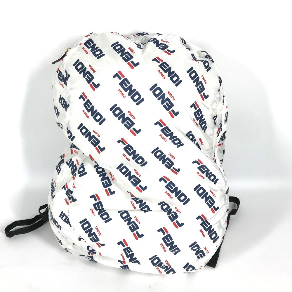 Fendi Backpack Nylon White Backpack Bag Fila Collaboration Women Used Authentic