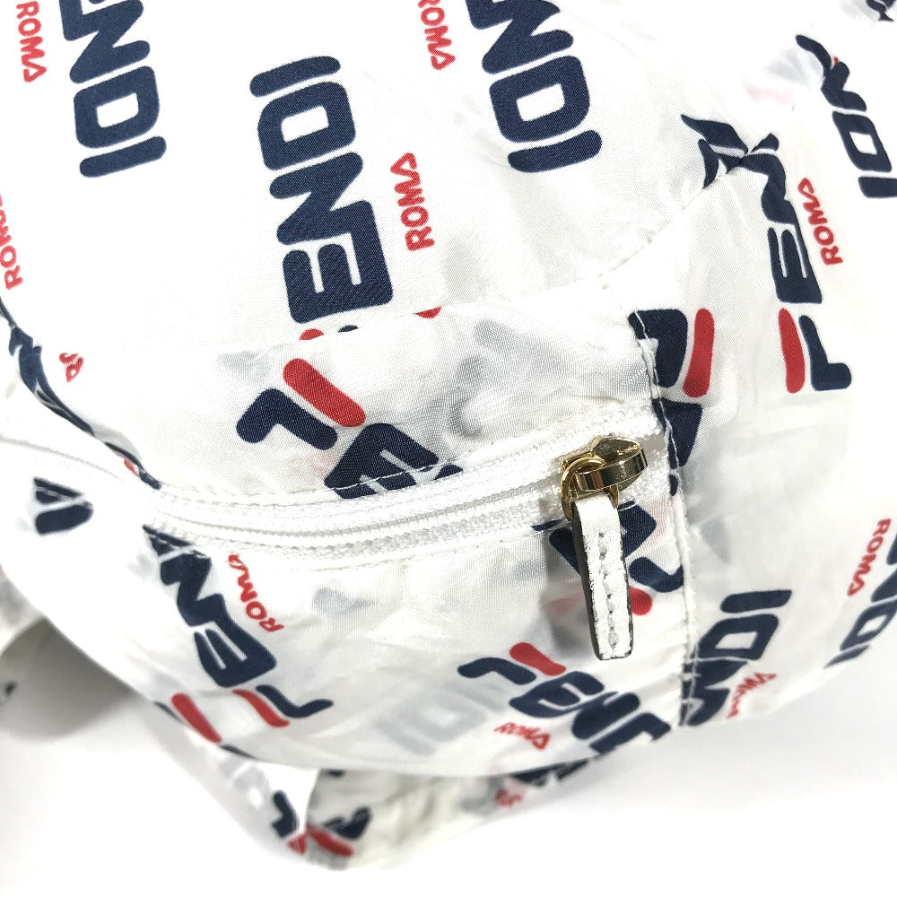 Fendi Backpack Nylon White Backpack Bag Fila Collaboration Women Used Authentic