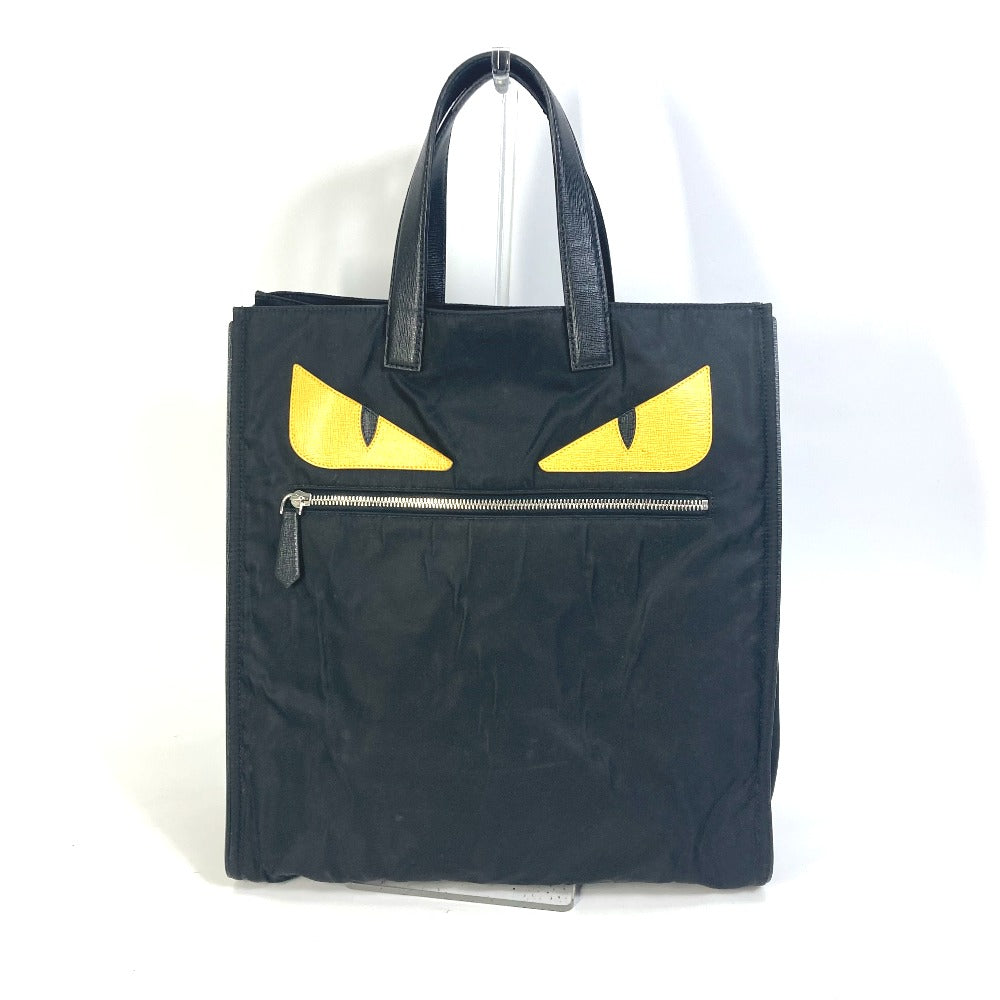 Fendi Tote Bag 7 Va367 Nylon Black Monster Bugs Mens Used Authentic