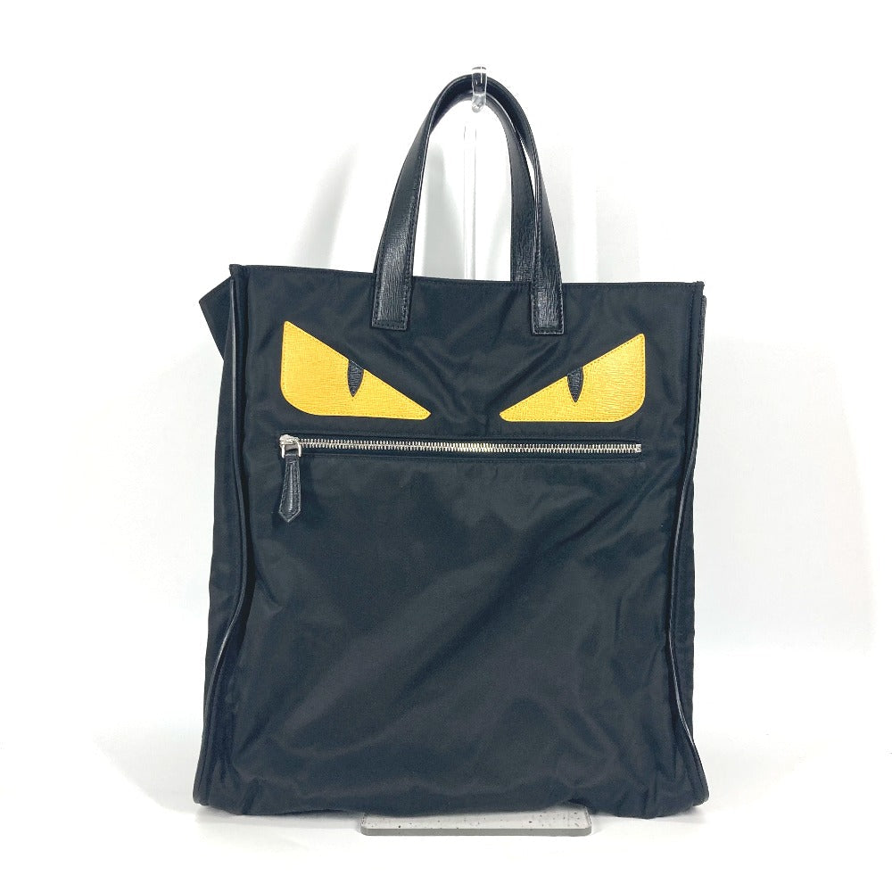 Fendi Tote Bag 7 Va367 Nylon Black Monster Bugs Mens Used Authentic