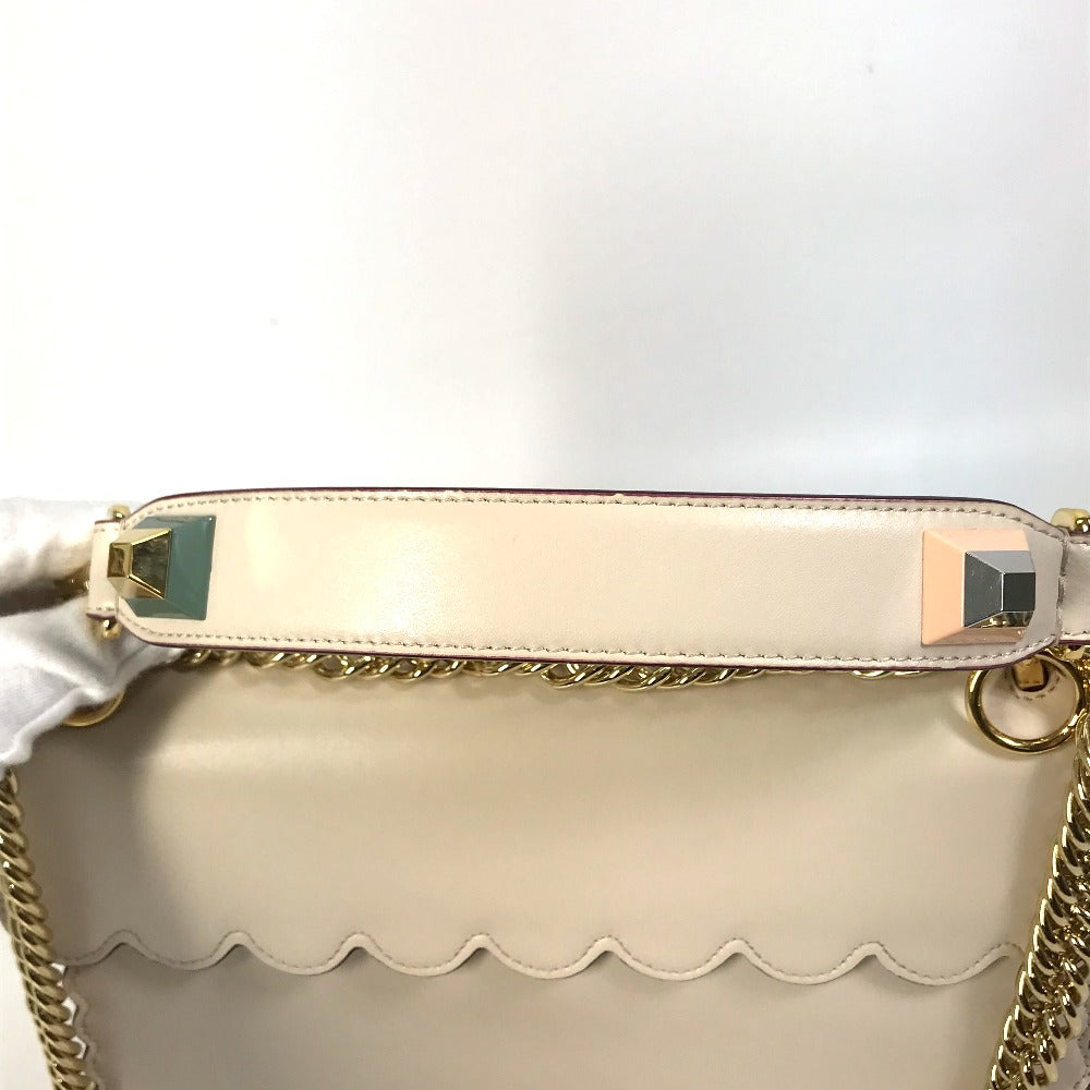 Fendi Shoulder Bag 8 Bt283 Leather Beige Multi Studs Canai Women Used Authentic