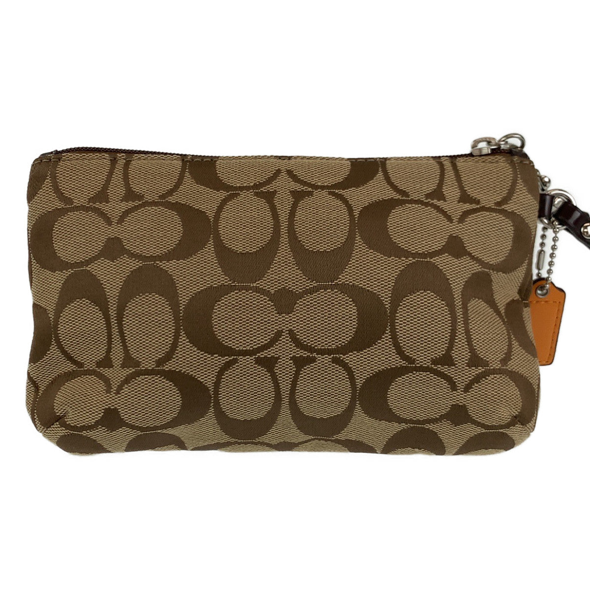 Coach Clutch Bag Canvas Beige Signature