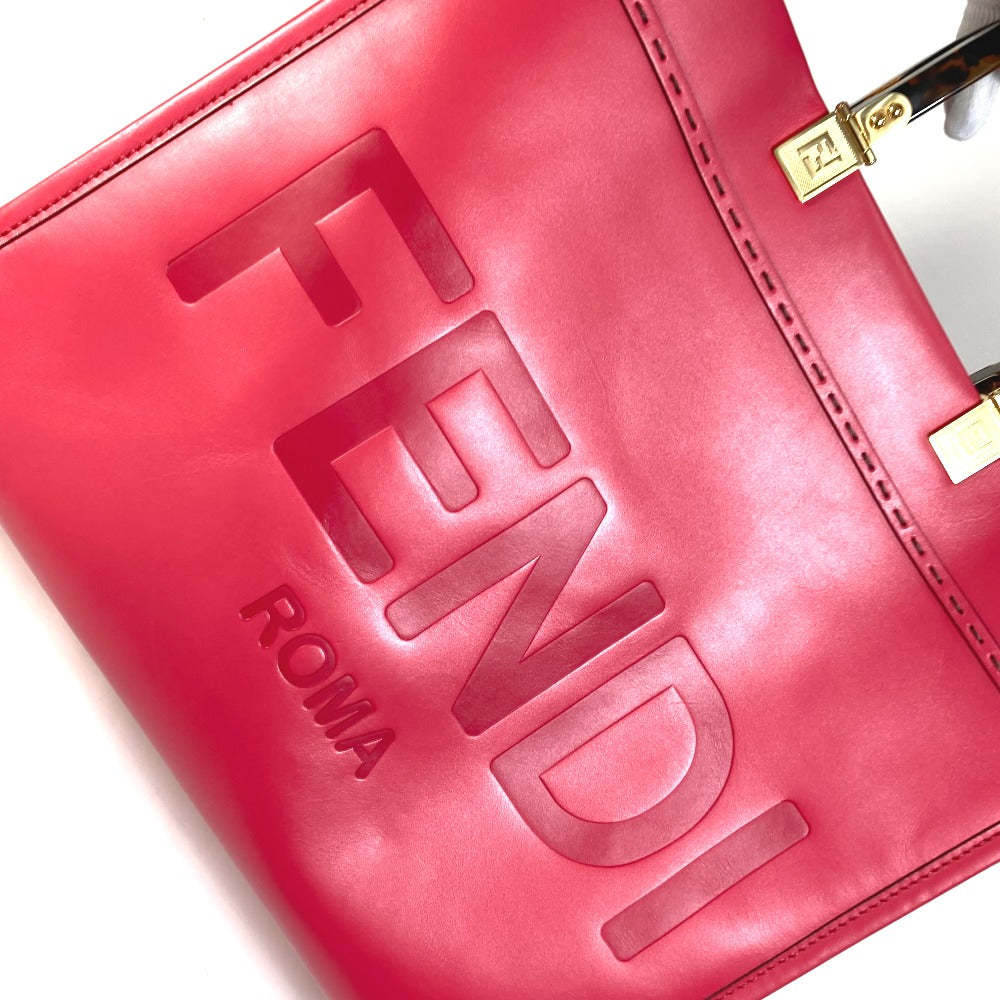 Fendi Tote Bag 8 Bh386 Leather Pink Shoulder Bag Sunshine Shopper Women Used Authentic